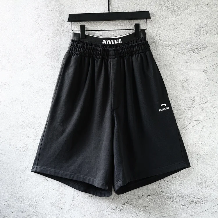 ALENCIAO Black Elastic Waist Shorts