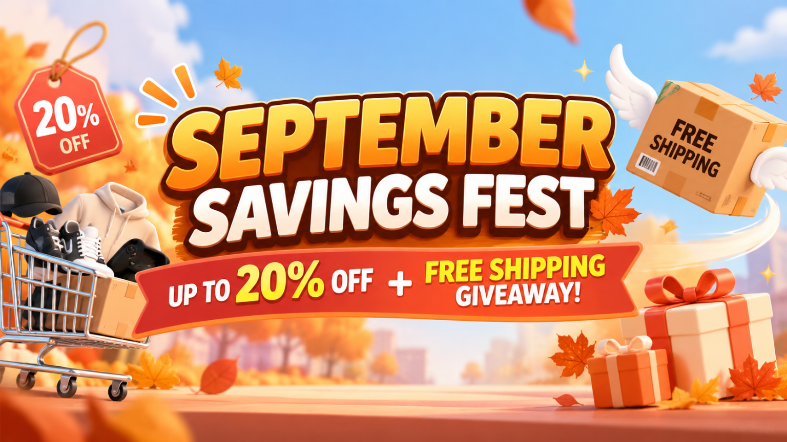 🍁 SEPTEMBER SAVINGS FEST — UP TO 20% OFF + FREE SHIPPING GIVEAWAY! 🚚